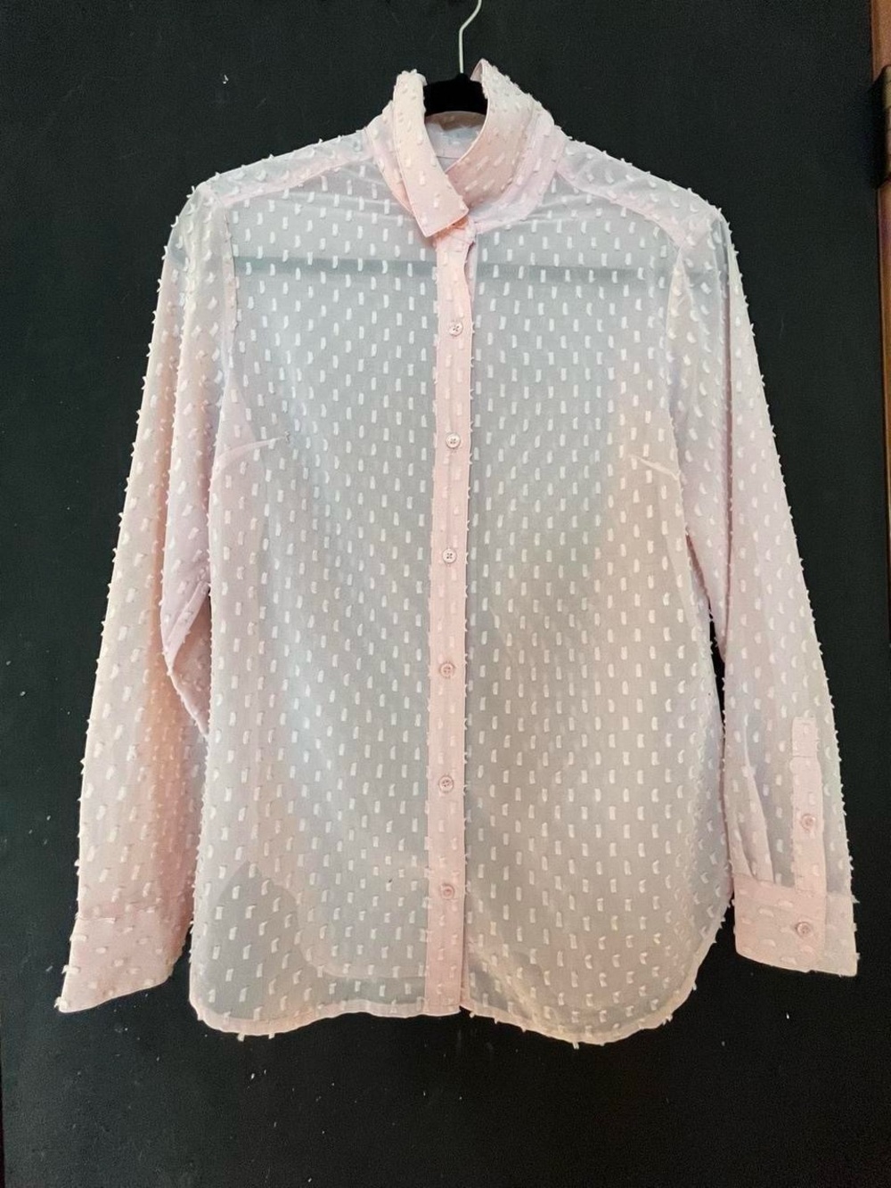 Banana Republic Womens Petite S Pink Sheer Textured Chiffon Button-Down Blouse